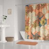 Retro Flowers Shower Curtain For 70S Bathroom Decor, Waterproof Curtain With Red, Blue, Yellow Pastel Floral Design