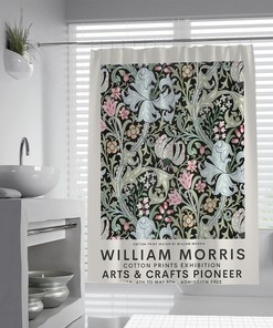 Retro Flowers William Morris Shower Curtain for Vintage Bathroom