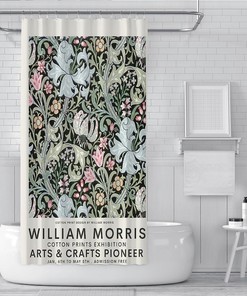 Retro Flowers William Morris Shower Curtain for Vintage Bathroom