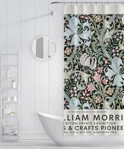 Retro Flowers William Morris Shower Curtain for Vintage Bathroom