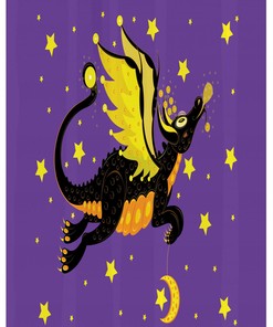 Retro Folk Myth Dragon Shower Curtain Stall