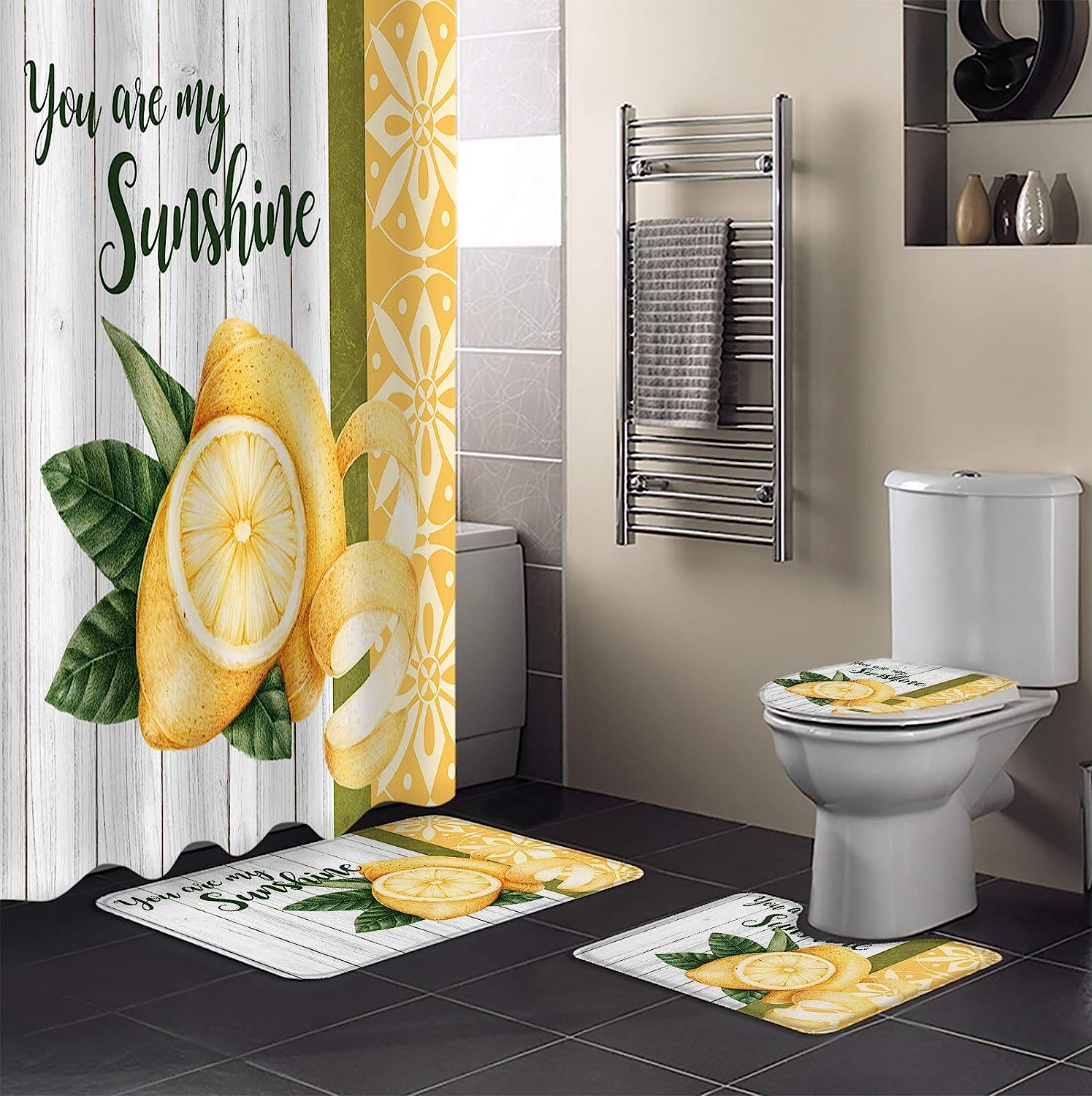 Retro Fruit Tropical Lemon Creative Shower Curtain Ideas
