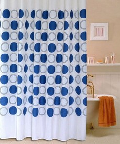 Retro Geometric Circle Art-themed Fabric Shower Curtain for Bathroom Decor