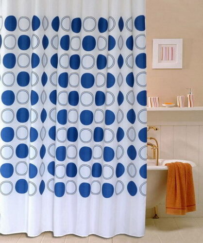 Retro Geometric Circle Art-themed Fabric Shower Curtain for Bathroom Decor