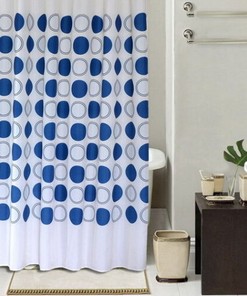 Retro Geometric Circle Art-themed Fabric Shower Curtain for Bathroom Decor