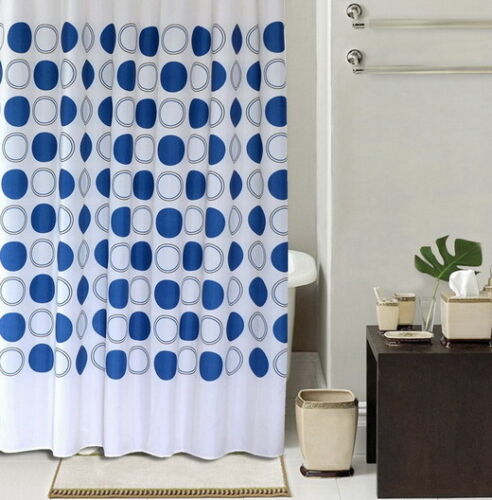 Retro Geometric Circle Art-themed Fabric Shower Curtain for Bathroom Decor