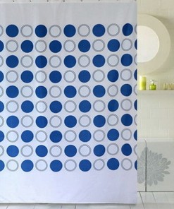 Retro Geometric Circle Art-themed Fabric Shower Curtain for Bathroom Decor