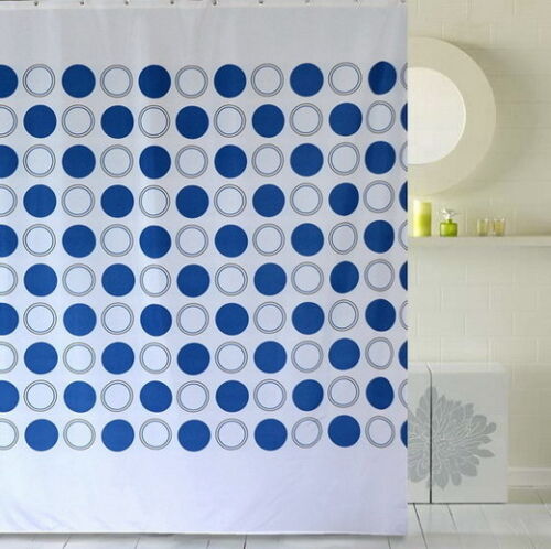 Retro Geometric Circle Art-themed Fabric Shower Curtain for Bathroom Decor