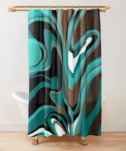 Retro Geometric Liquify Design Shower Curtain