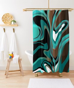 Retro Geometric Liquify Design Shower Curtain