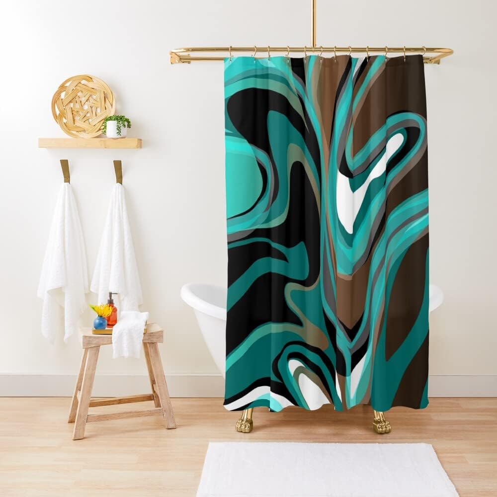 Retro Geometric Liquify Design Shower Curtain
