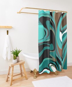 Retro Geometric Liquify Design Shower Curtain