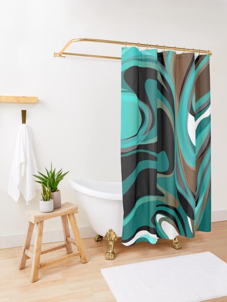 Retro Geometric Liquify Design Shower Curtain