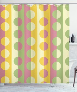 Retro Geometric Stripe Print Shower Curtain For Mid-Century Modern Bathroom Decor