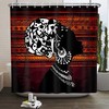 Retro Geometric Stripe Shower Curtain - African American Woman Bathroom Decor
