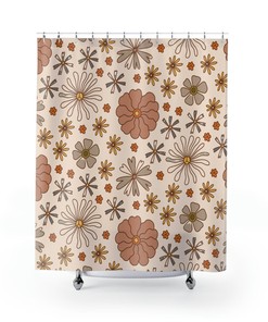 Retro Geometric Triangle Printed Shower Curtain for Bathroom Decor