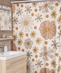 Retro Geometric Triangle Printed Shower Curtain for Bathroom Decor