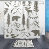Retro Grey Forest Moose Bear Mountain Trees Shower Curtain for a Vintage Look