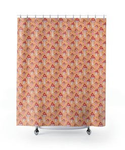 Retro Groovy Mushrooms Shower Curtain 