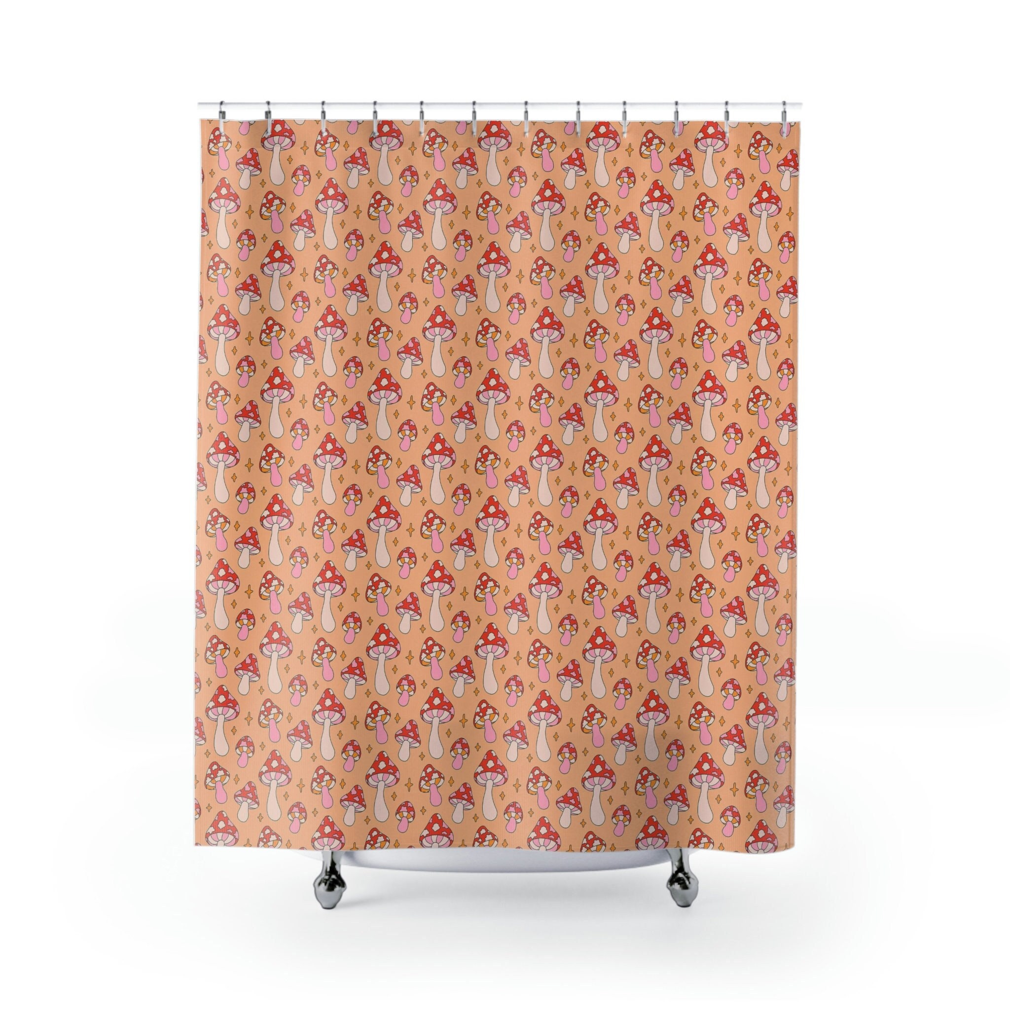 Retro Groovy Mushrooms Shower Curtain