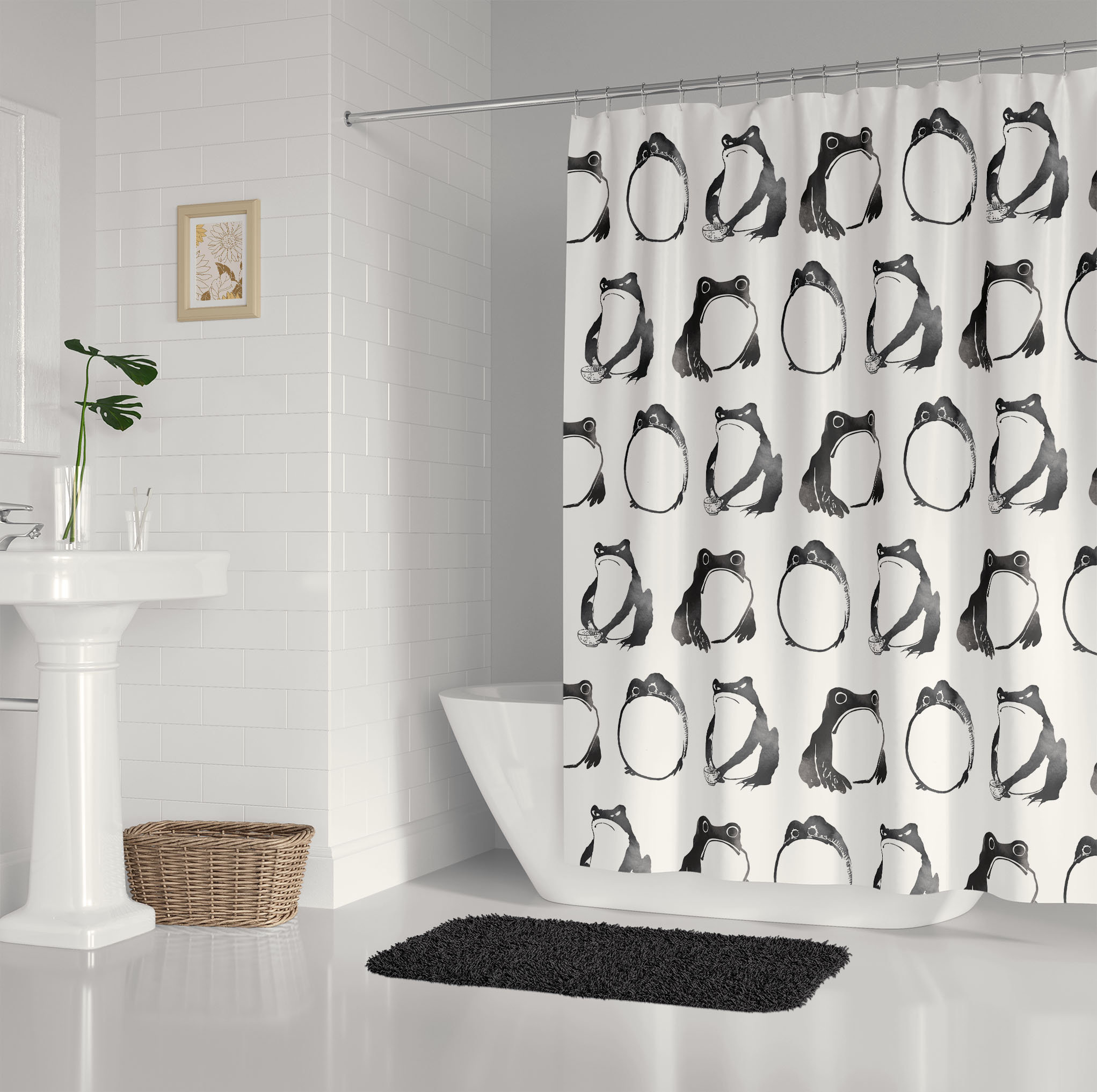 Retro Groovy Mushrooms Unique Shower Curtain for Bathroom Decor