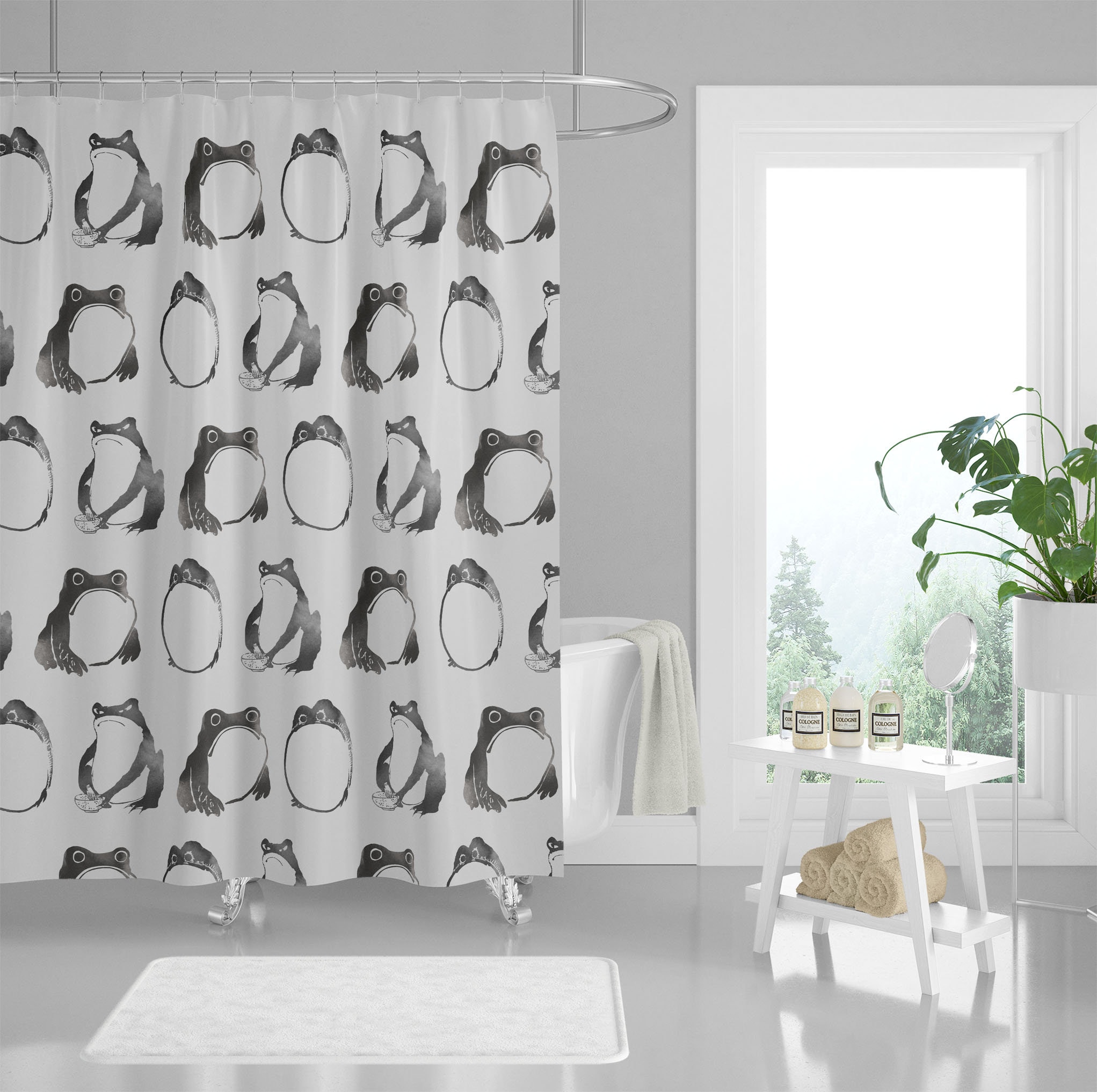Retro Groovy Mushrooms Unique Shower Curtain for Bathroom Decor