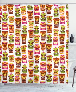 Retro Hawaiian Tiki Bar Shower Curtain for Your Bathroom