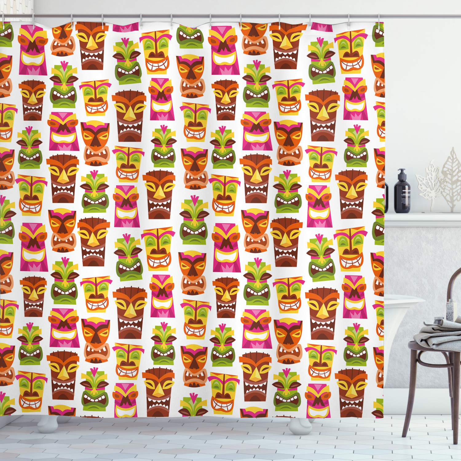 Retro Hawaiian Tiki Bar Shower Curtain for Your Bathroom
