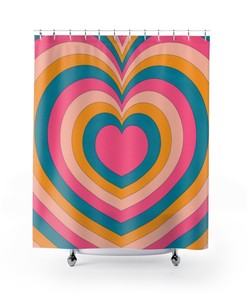 Retro Heart Love Decor Psychedelic Shower Curtain To Enhance Your Bathroom Retro Style
