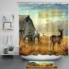 Retro Hunting Elk Shower Curtain For Farmhouse Bathroom 