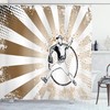 Retro Illustration Of Baseball Player Shower Curtain In Brown And White Pop Art