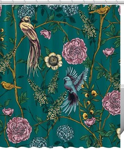 Retro Japanese Crane Wave Clouds Sun Waterproof Shower Curtain Bathroom Decor