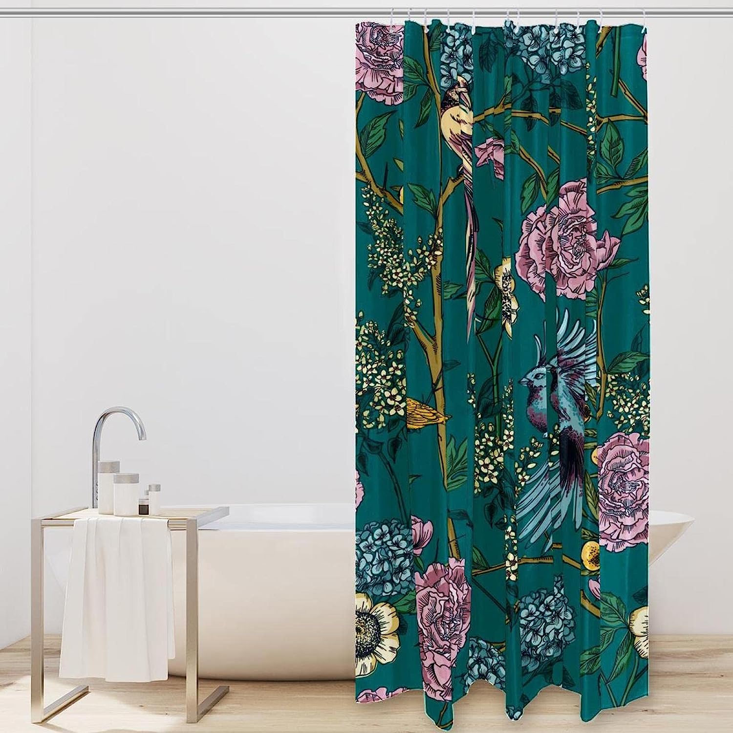 Retro Japanese Crane Wave Clouds Sun Waterproof Shower Curtain Bathroom Decor