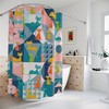 Retro Kitsch Mid Century Modern Atomic Cats Shower Curtain with Geometric Design for a Vibrant Bath Dcor 