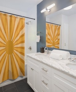 Retro Magic Sun Shower Curtain in Waterproof Fabric for Bathroom