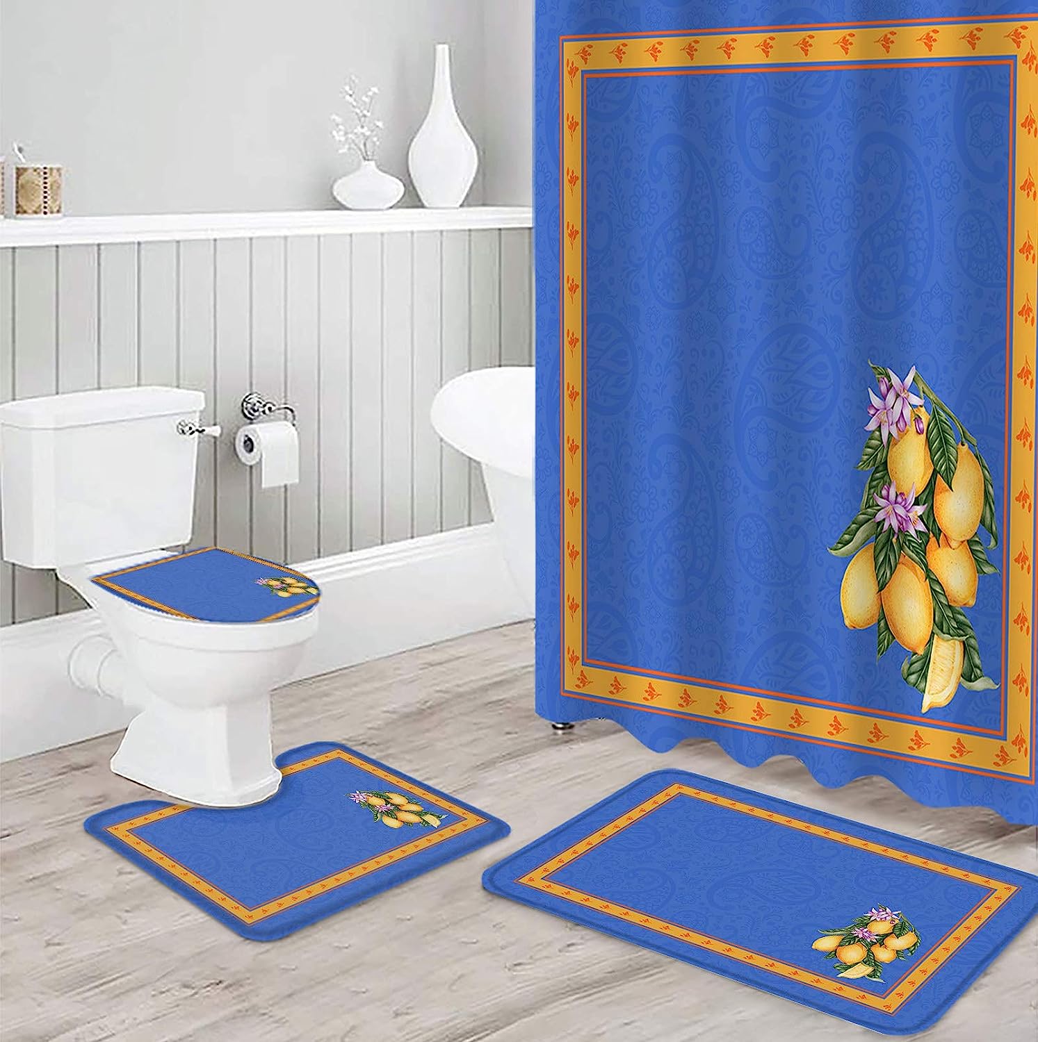 Retro Mandala Texture Lemon Pattern Shower Curtain Ideas