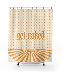 Retro Minimalist Get Naked Shower Curtain with Boho Stars Sun Design 