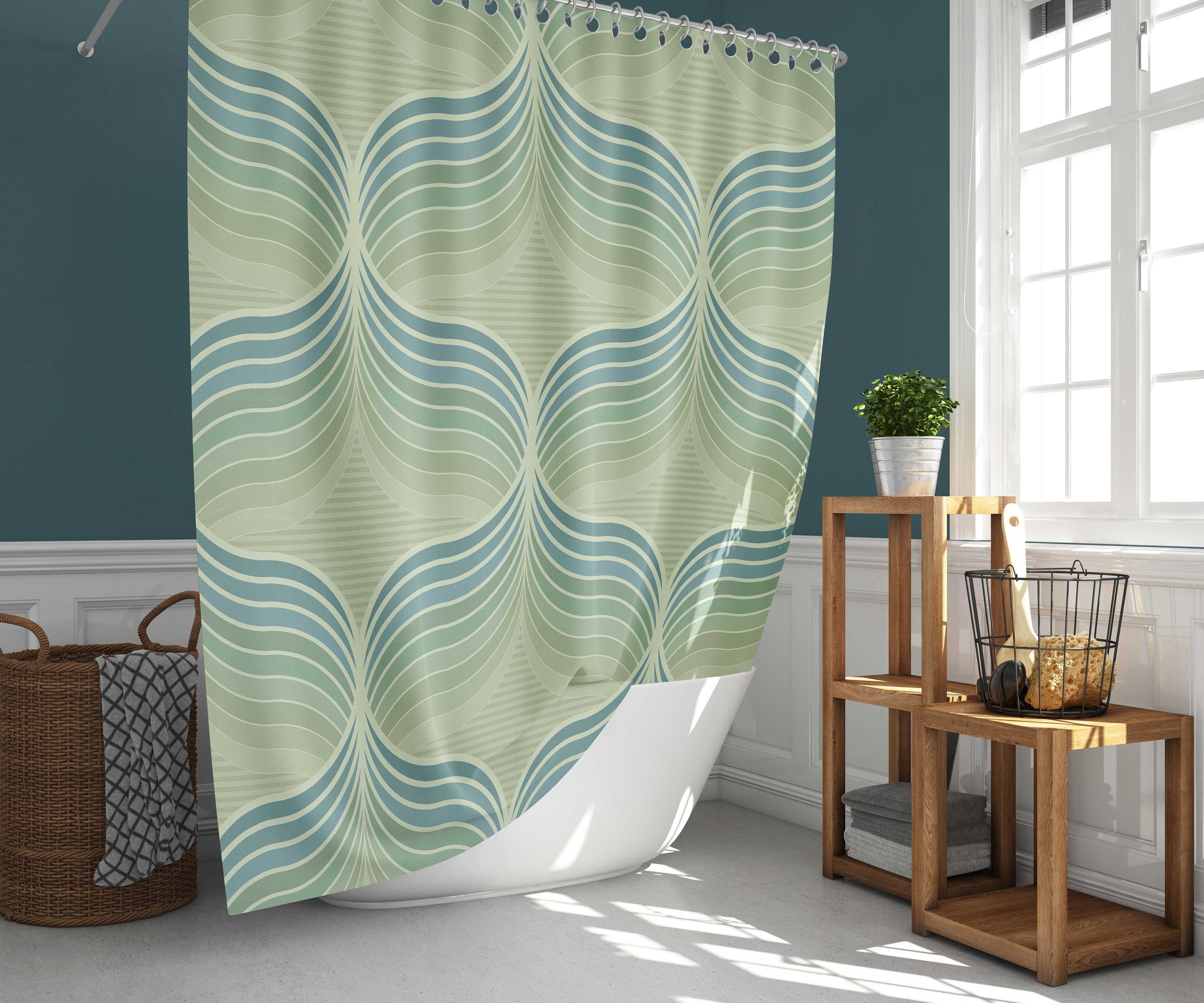 Retro Minimalist Orange Yellow Get Naked Shower Curtain for Boho Bathroom Decoration
