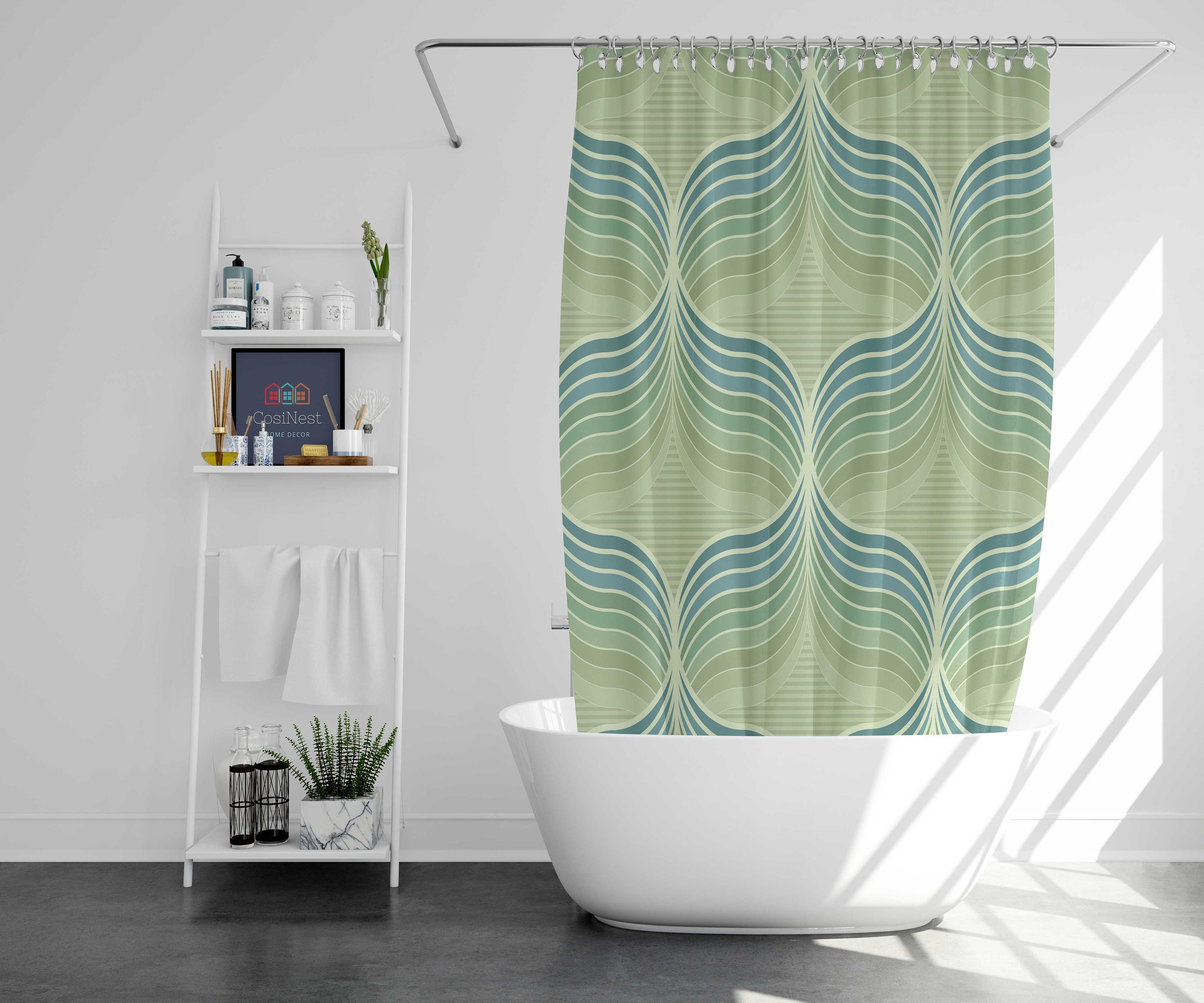 Retro Minimalist Orange Yellow Get Naked Shower Curtain for Boho Bathroom Decoration