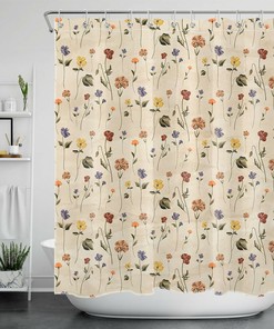 Retro Modern Shower Curtain with Geometric Design for Bathroom Decor