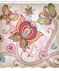 Retro Modern Shower Curtain with Geometry Decors and Unique Printed Design
