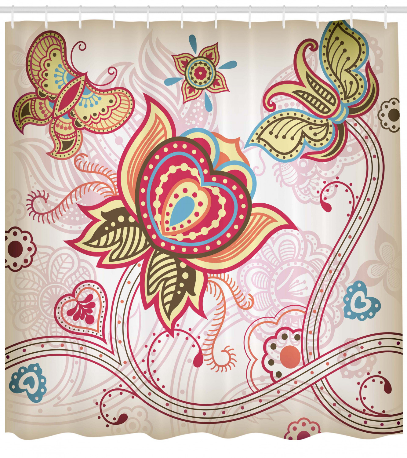Retro Modern Shower Curtain with Geometry Decors and Unique Printed Design