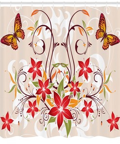 Retro Modern Shower Curtain with Geometry Decors and Unique Printed Design