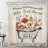 Retro Mushroom and Botanical Shower Curtain - Funny Frog and Butterfly Bathroom Decor