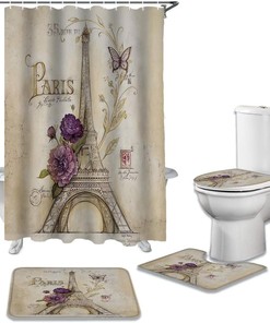 Retro Paris Eiffel Tower Luxury Shower Curtain
