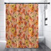 Retro Peach Poppy Flower Printed Shower Curtain - Colorful Bathroom Decor