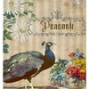 Retro Peacock Design Shower Curtain with Inspirational Quotes for Restroom