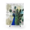 Retro Peacock Feather Print Shower Curtain, Shabby Chic Bathroom Decor