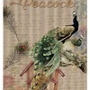 Retro Peacock Floral Shower Curtain with Letter Background - Waterproof Curtain for Bathroom