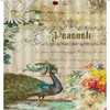 Retro Peacock Flower Quotes Shower Curtain with Postmark Stamp - Vintage Bathtub Decor